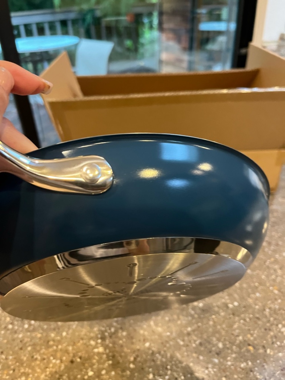 Princess House Professional Stainless Steel Frying Pan - Silver and blue - Picture 6 of 6